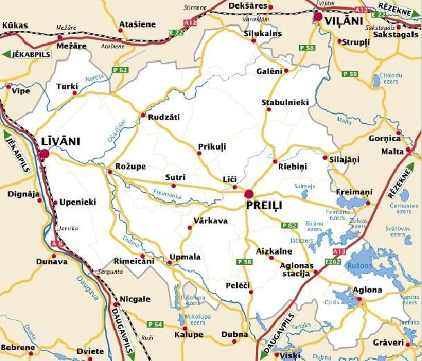 PR – Preiļu rajons karte