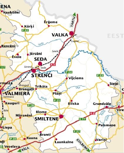 VK – Valkas rajons karte